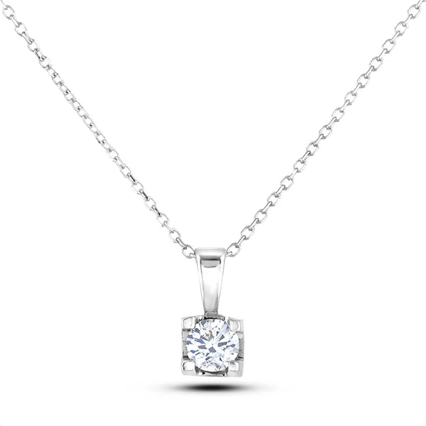 Classic Solitaire Canadian Diamond Pendant in 14K White Gold | 0.11 Carat